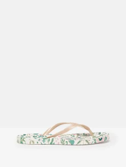 Sunvale Cream Floral Printed Flip Flops