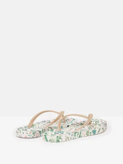 Sunvale Cream Floral Printed Flip Flops