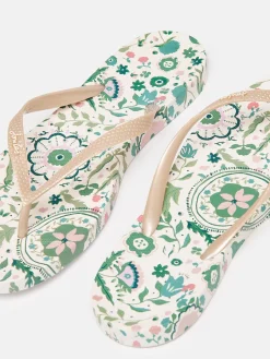 Sunvale Cream Floral Printed Flip Flops