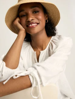 Sylvie White Tie Cuff Blouse