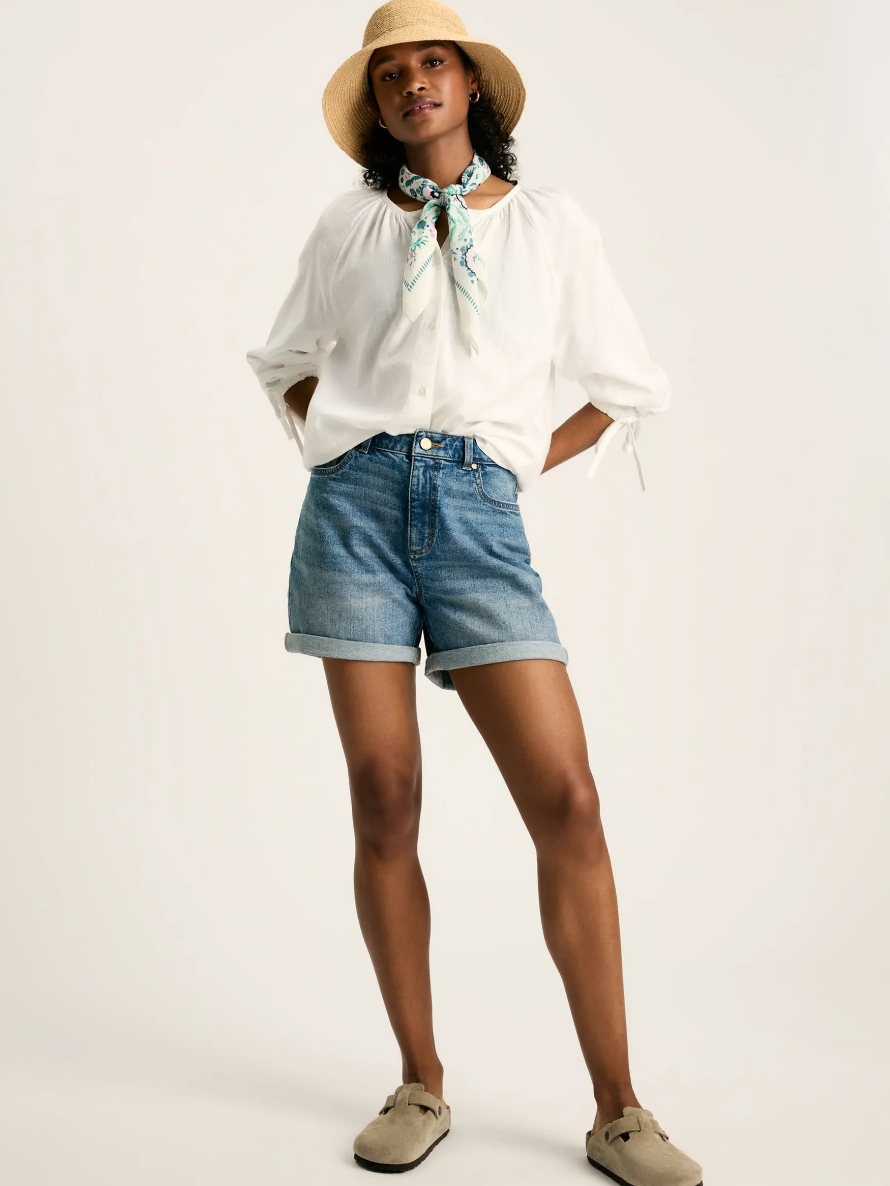 Sylvie White Tie Cuff Blouse