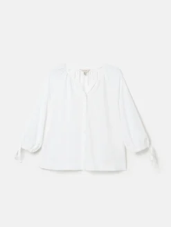 Sylvie White Tie Cuff Blouse