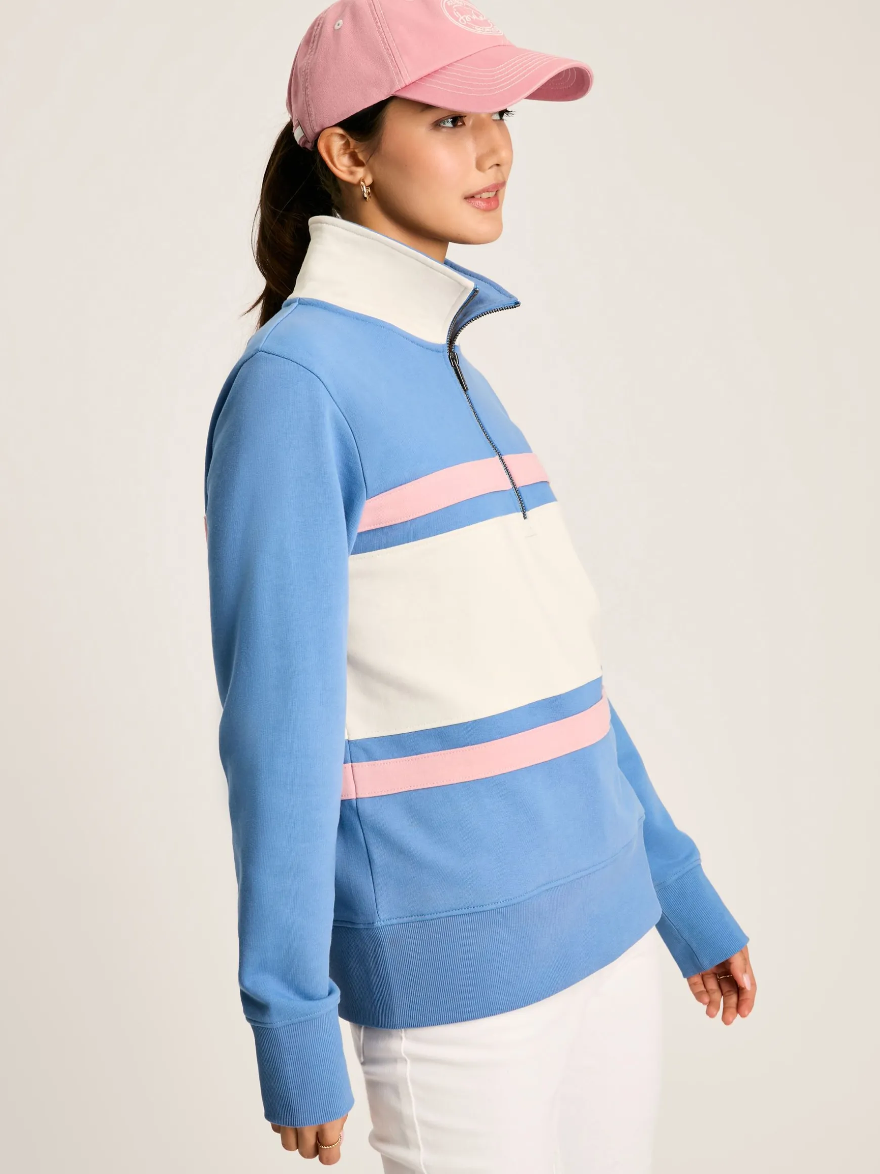 Tadley Blue & White Quarter Zip Sweatshirt