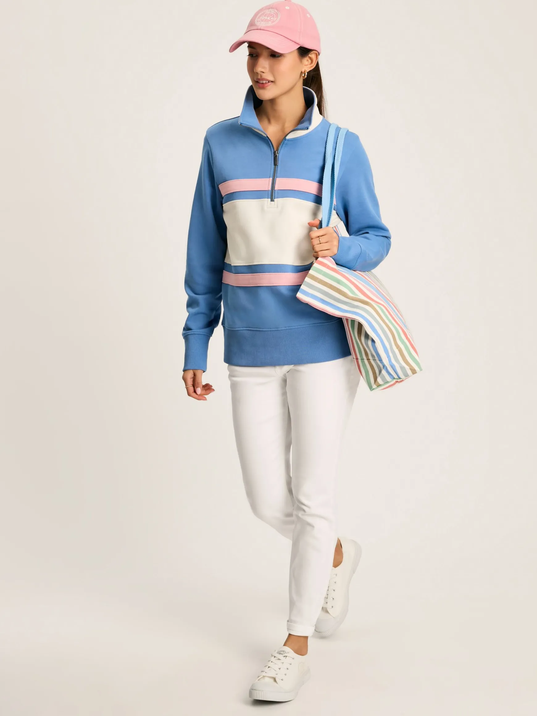 Tadley Blue & White Quarter Zip Sweatshirt