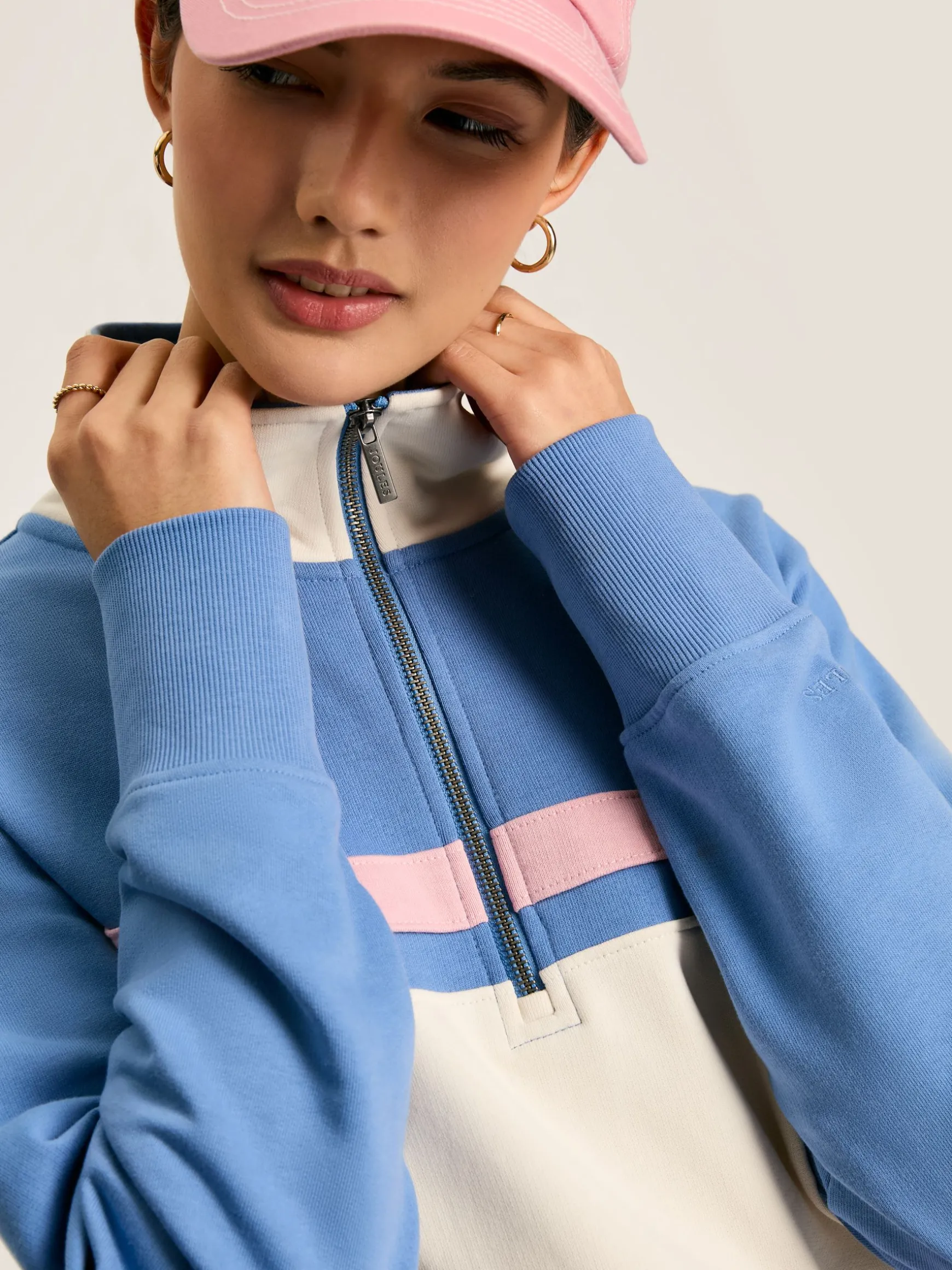 Tadley Blue & White Quarter Zip Sweatshirt