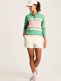 Tadley Green & Pink Quarter Zip Sweatshirt