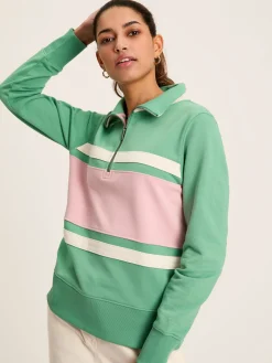 Tadley Green & Pink Quarter Zip Sweatshirt