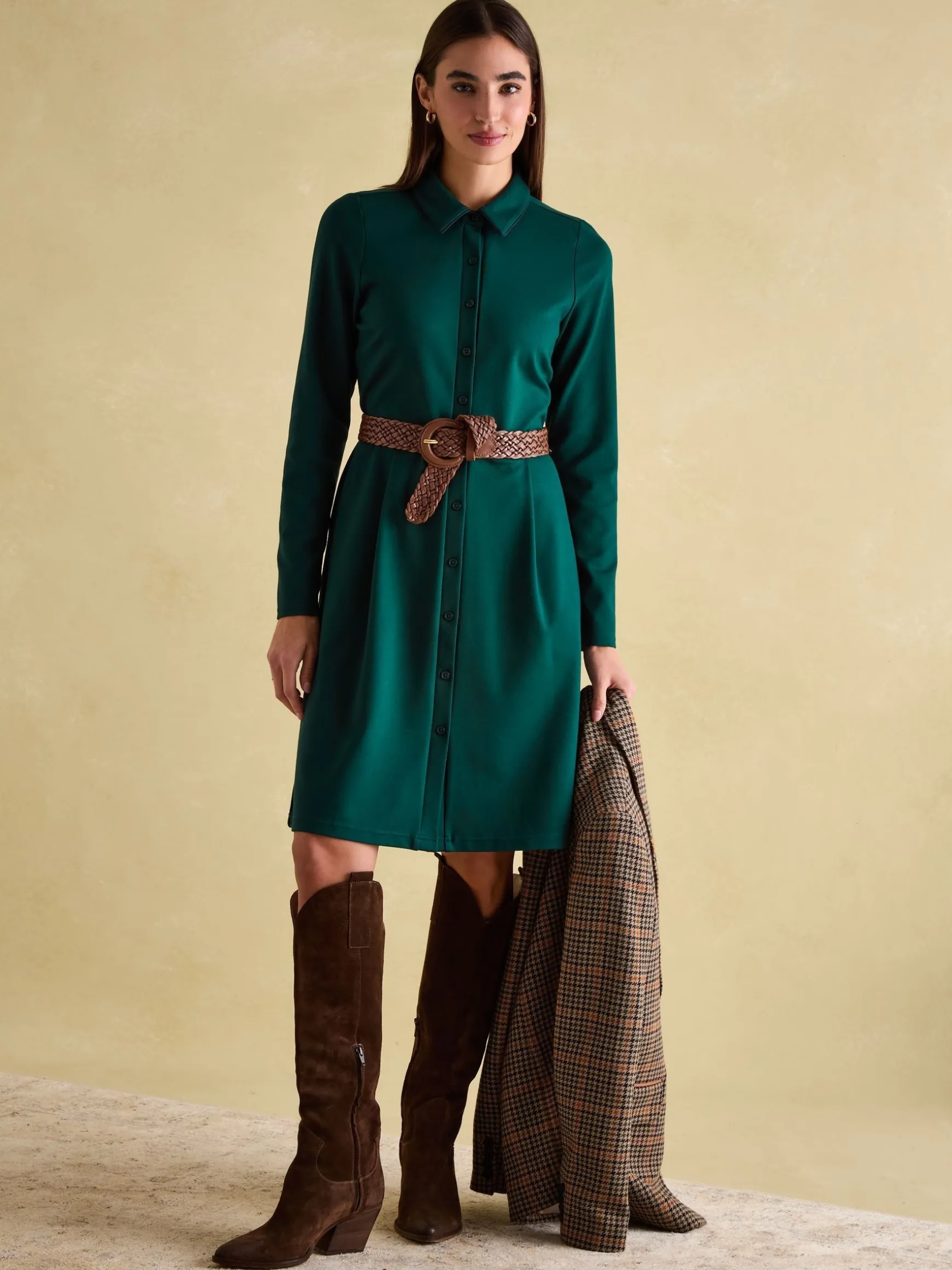 Tallie Green Long Sleeve Jersey Ponte Dress