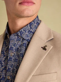 Tan Brown Slim Fit Flannel Suit Jacket