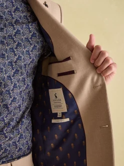 Tan Brown Slim Fit Flannel Suit Jacket