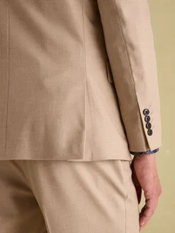 Tan Brown Slim Fit Flannel Suit Jacket