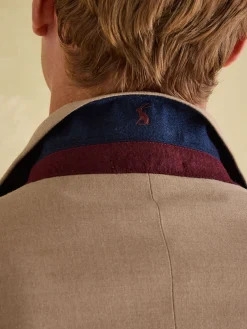 Tan Brown Slim Fit Flannel Suit Jacket