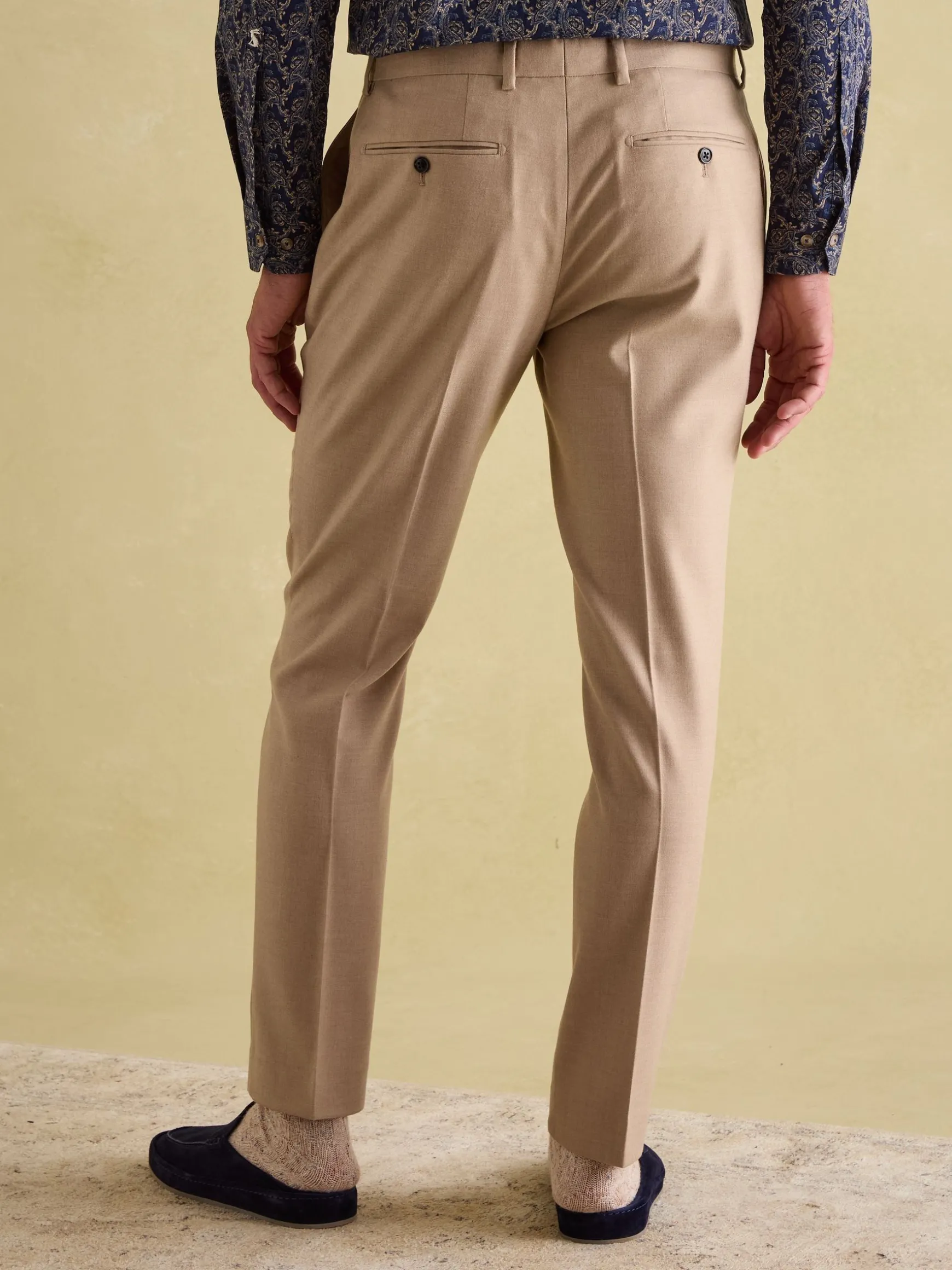 Tan Brown Slim Fit Flannel Suit Trousers