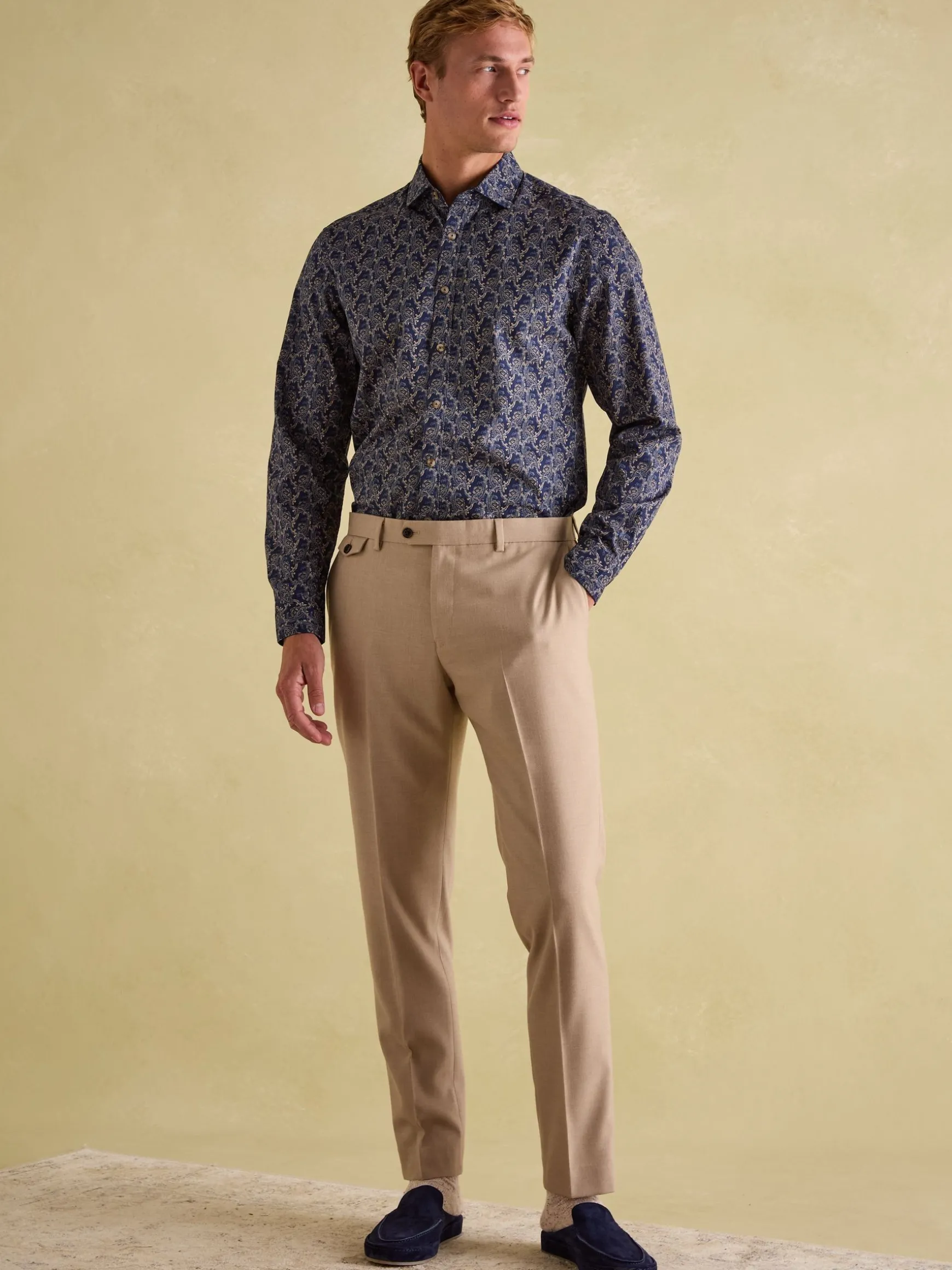 Tan Brown Slim Fit Flannel Suit Trousers