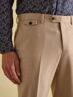 Tan Brown Slim Fit Flannel Suit Trousers