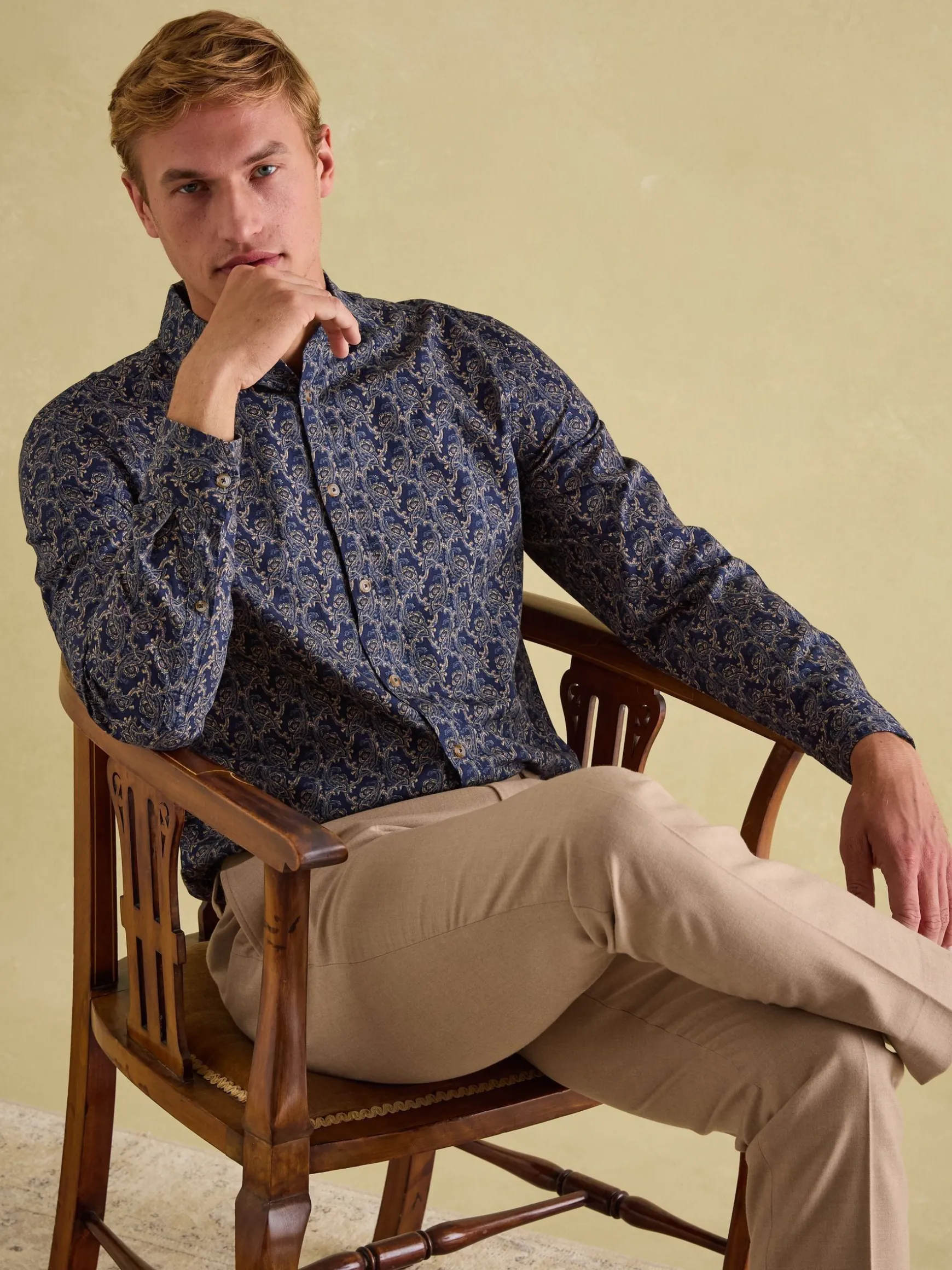 Tan Brown Slim Fit Flannel Suit Trousers