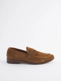 Tan Suede Penny Loafers