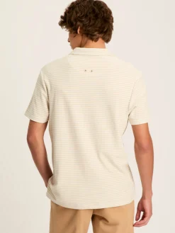 Towelling Cream Striped Polo Shirt