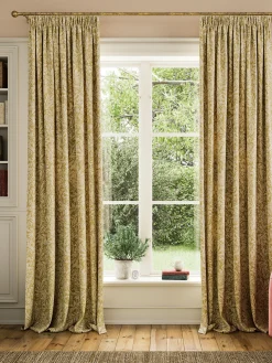 Twilight Ditsy Set of 2 Gold Blackout Pencil Pleat Curtains