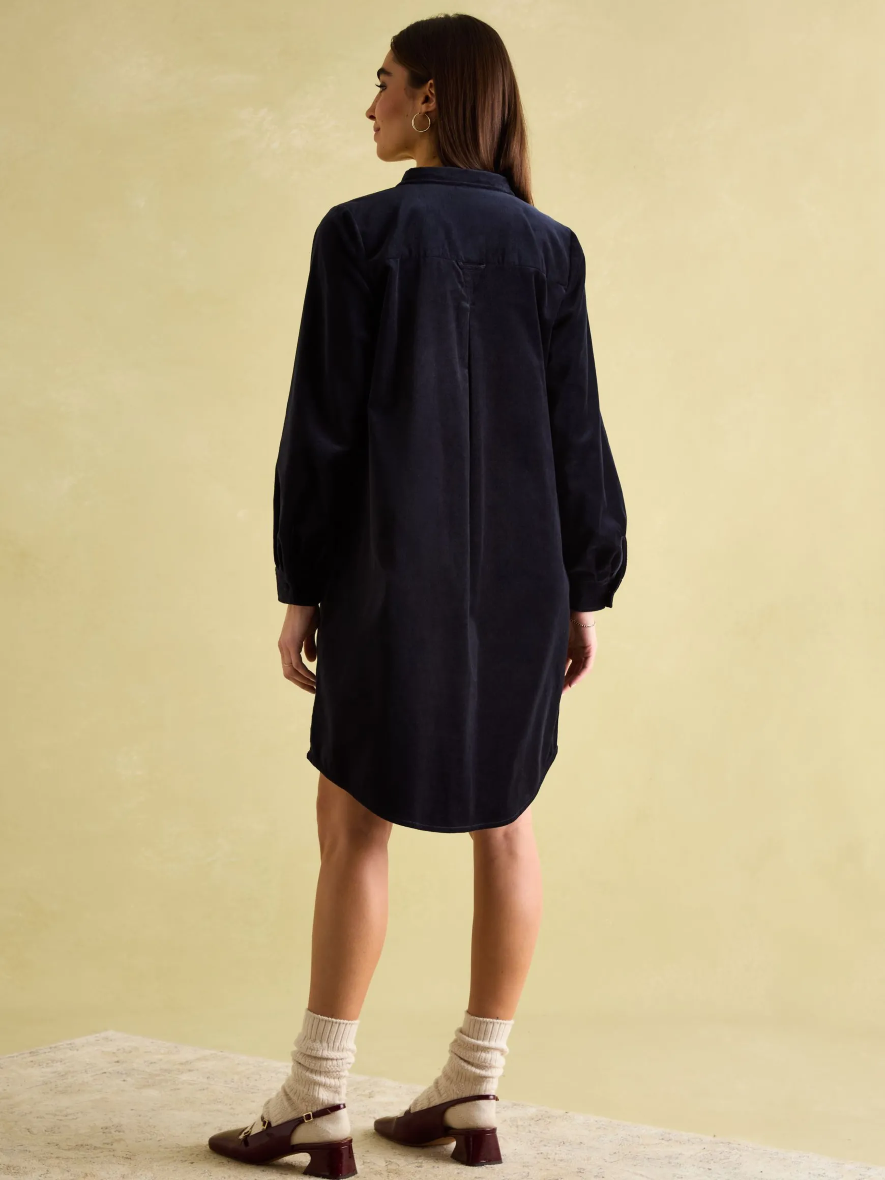 Velvet Marlowe Navy Nehru Collar Shirt Dress