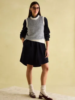 Velvet Marlowe Navy Nehru Collar Shirt Dress