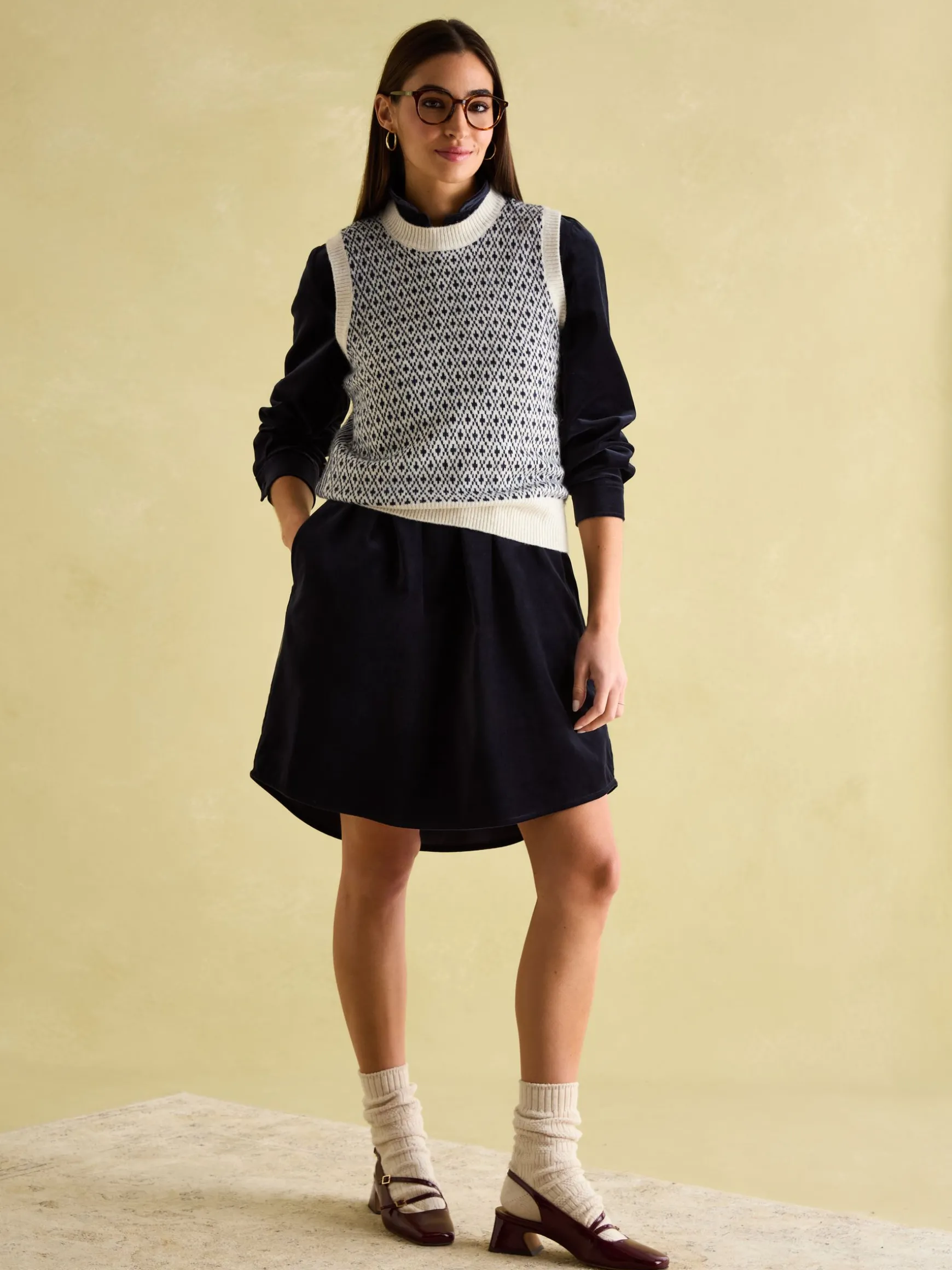 Velvet Marlowe Navy Nehru Collar Shirt Dress