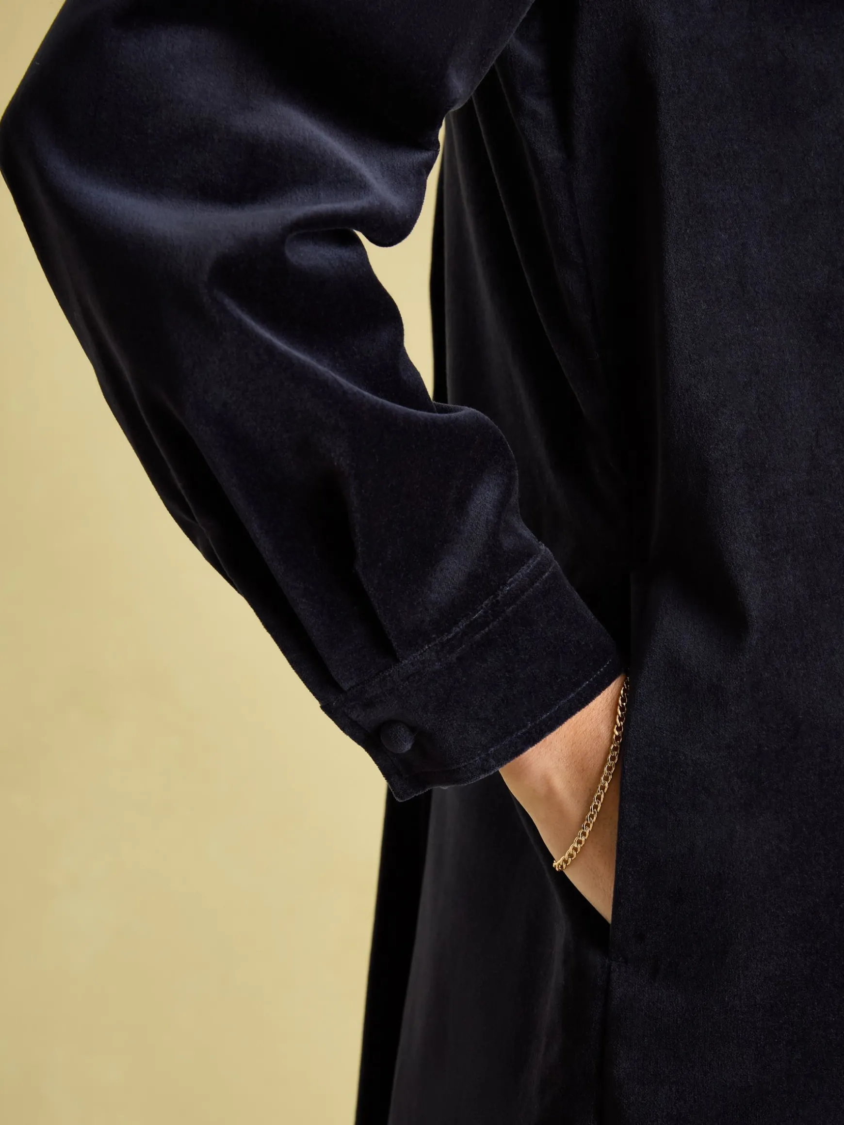 Velvet Marlowe Navy Nehru Collar Shirt Dress