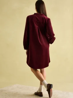 Velvet Marlowe Red Nehru Collar Shirt Dress