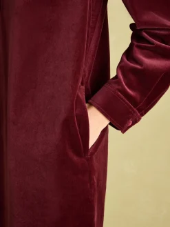 Velvet Marlowe Red Nehru Collar Shirt Dress