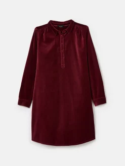 Velvet Marlowe Red Nehru Collar Shirt Dress