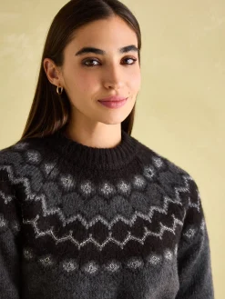 Victoria Charcoal Grey Fair Isle Jumper