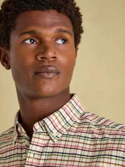 Welford Cream Multi Cotton Check Shirt