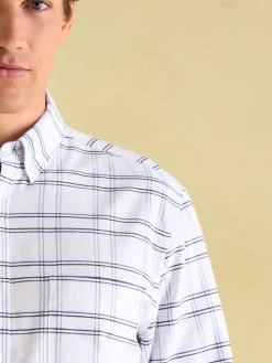 Welford White Cotton Check Shirt