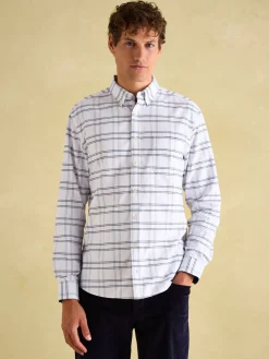 Welford White Cotton Check Shirt