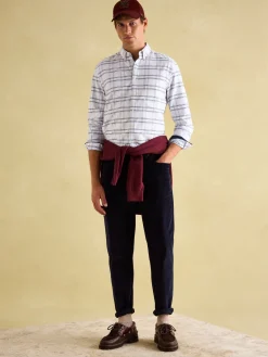 Welford White Cotton Check Shirt