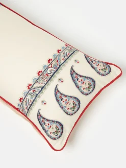 White Paisley 100% Cotton Cushion