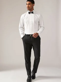 White Pleated Bib Front Dress Shirt