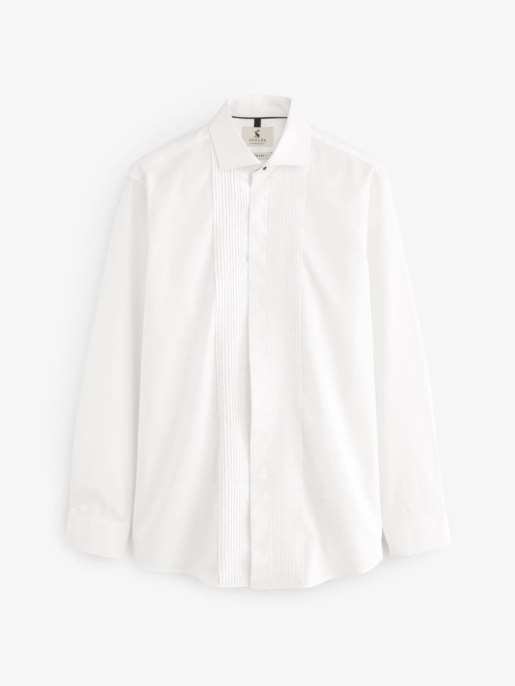 White Pleated Bib Front Dress Shirt