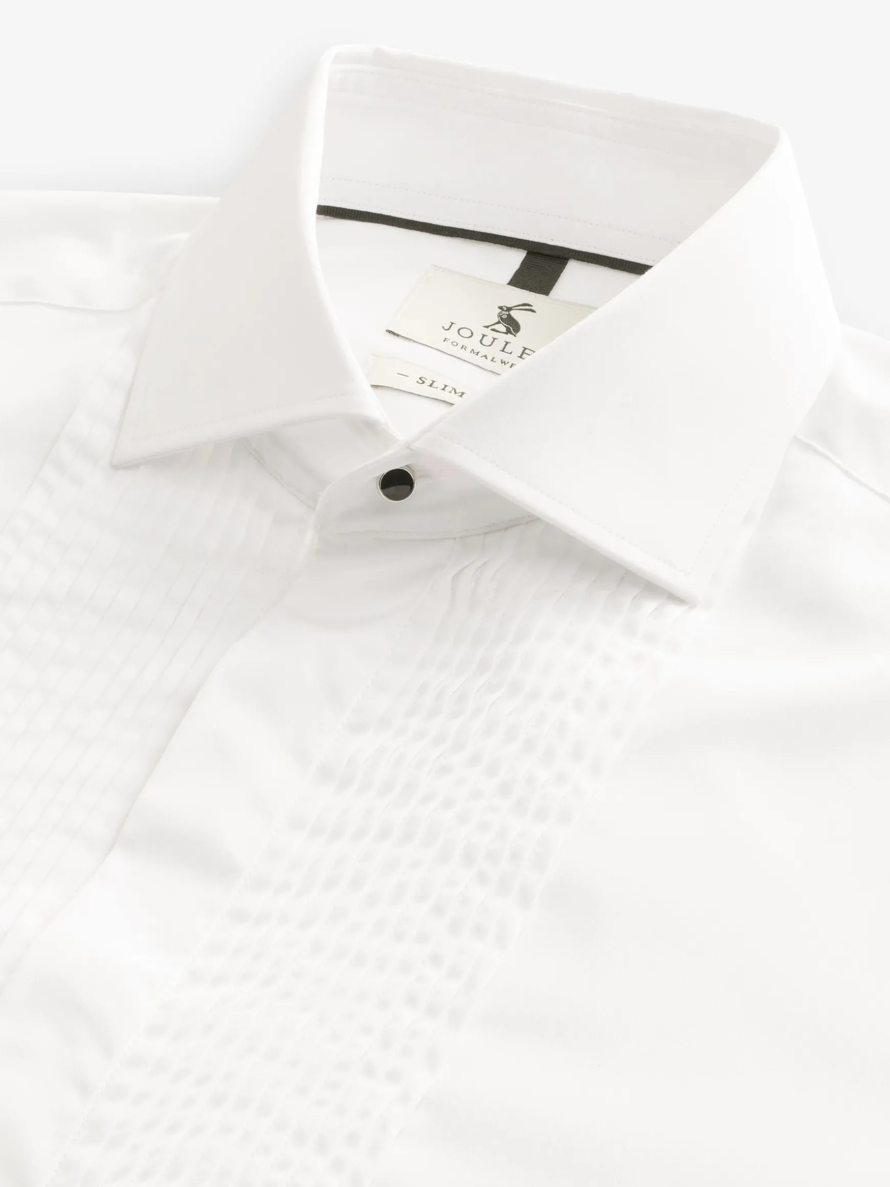 White Pleated Bib Front Dress Shirt