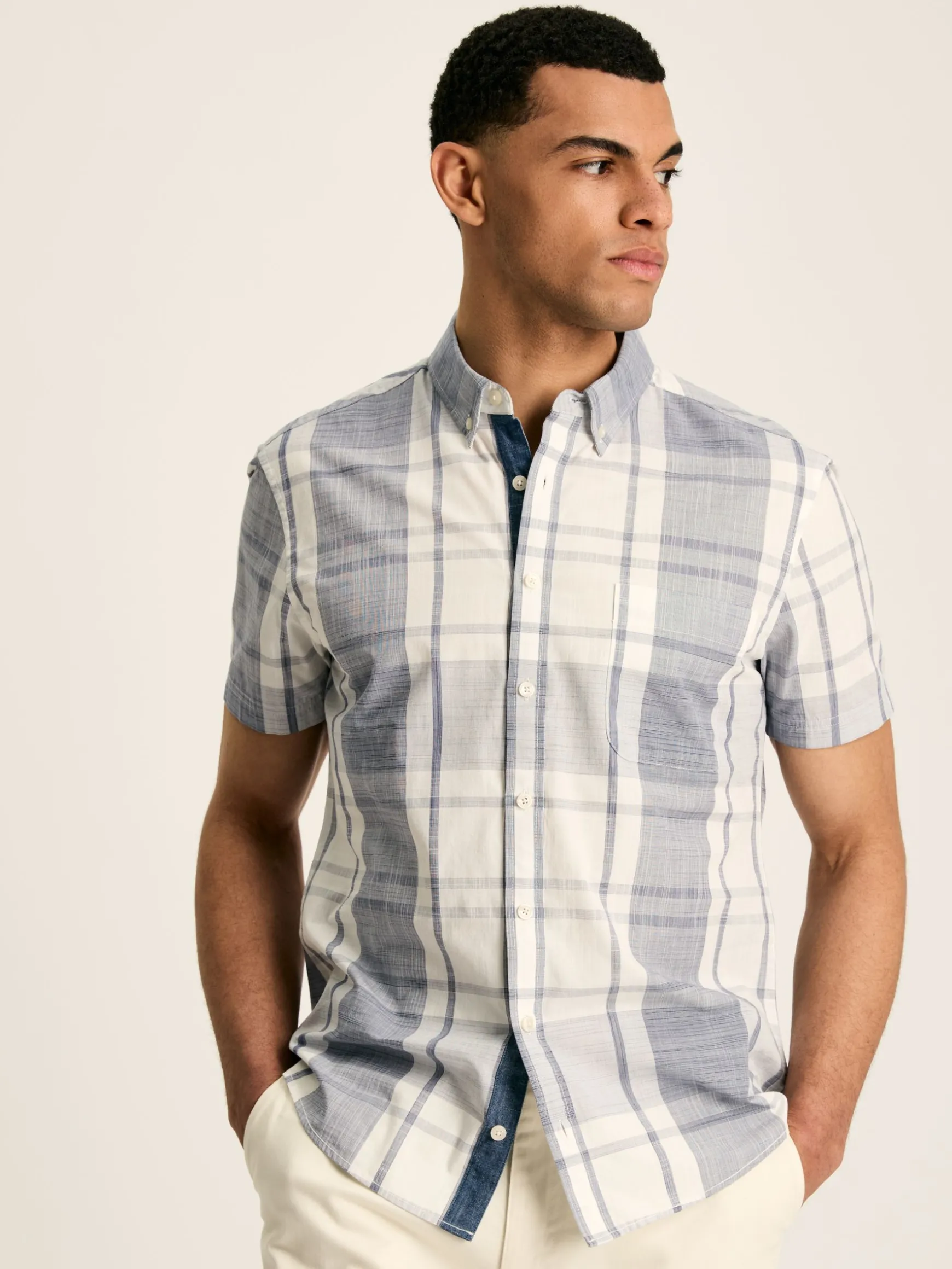 Wilson Blue Checked Classic Fit Short Sleeve Shirt