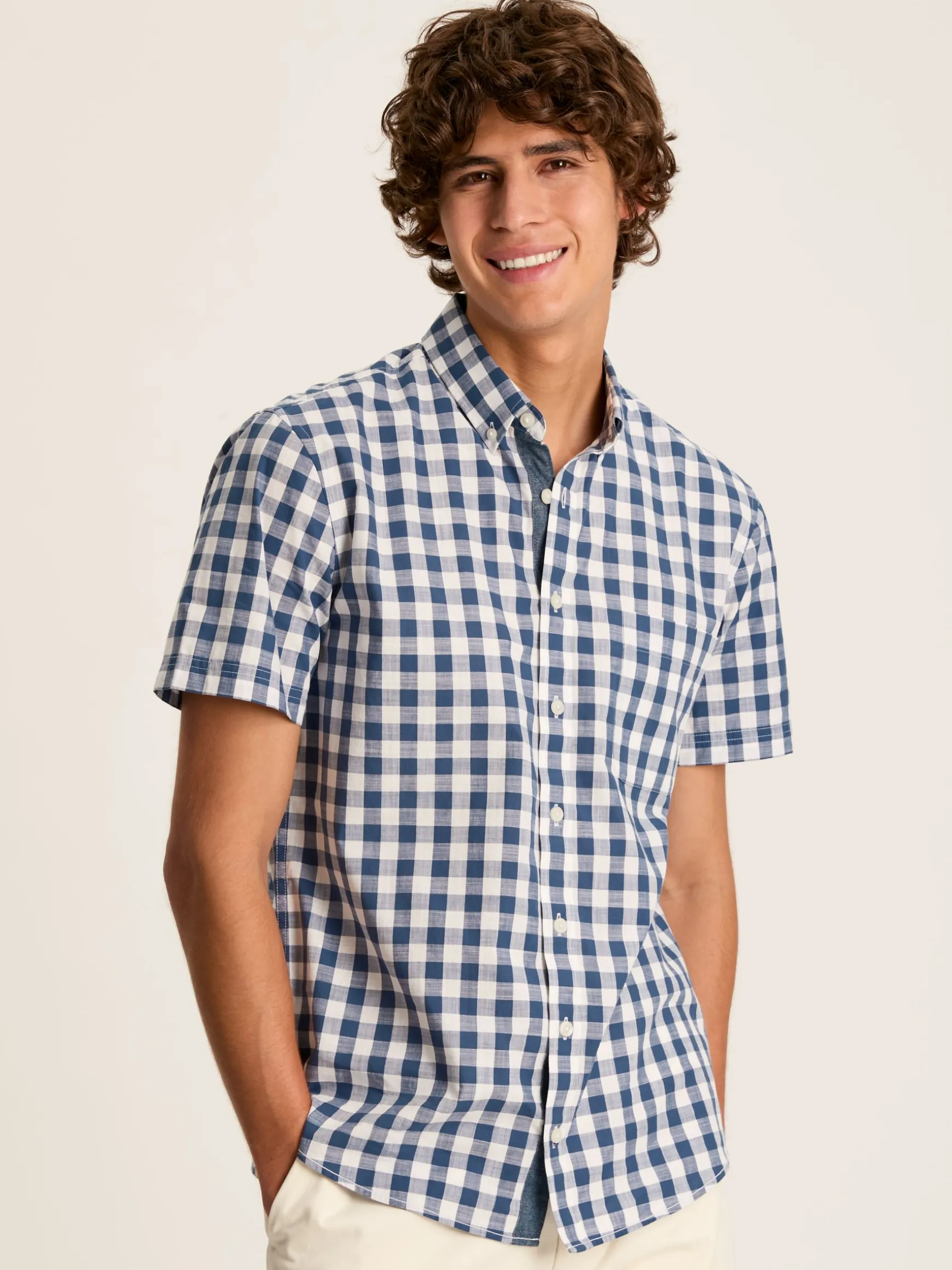 Wilson Blue Gingham Classic Fit Short Sleeve Shirt