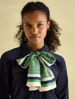 Windsor Green Printed Long Silk Scarf