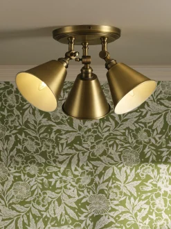 Wollaton Gold Three Way Brass Ceiling Light