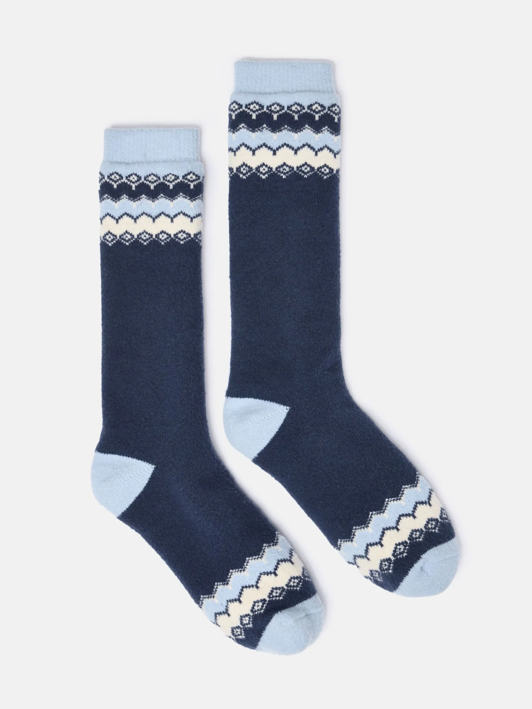 Women's Chalet Navy Fair Isle Fleece Lined Socks (size 4-8)