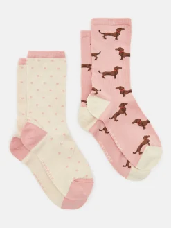 Women's Everyday Pink 2 Pack Socks (size 4-8)
