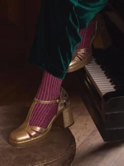 Women's Freya Navy Glitter Socks