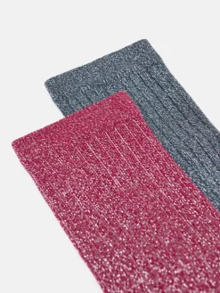 Women's Freya Navy Glitter Socks