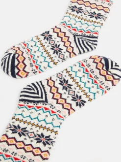 Women's Lucille Cream Fairisle Pattern Socks
