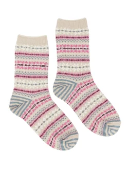 Women's Lucille Oatmeal Fairisle Pattern Socks