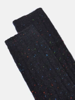 Women's Rambler Navy Cable Knit Boot Socks (size 4-8)